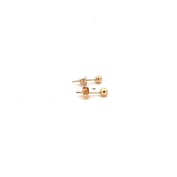 18K Gold Earrings Stud Balls Tiny - Picture 4 of 9